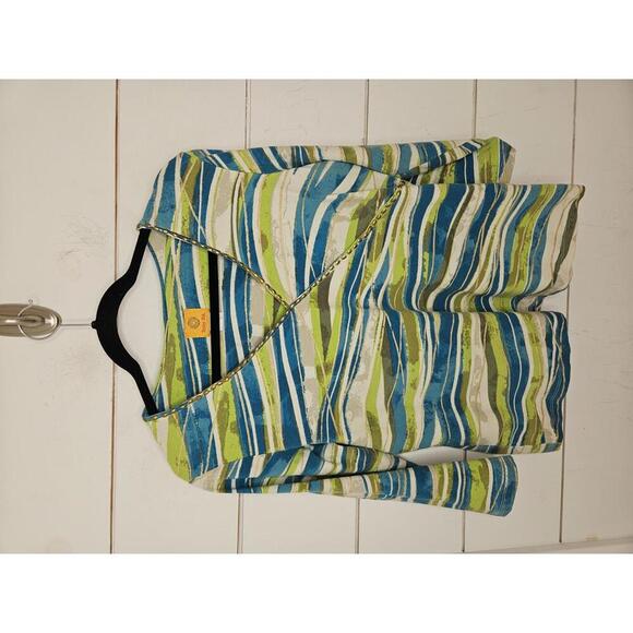 Ruby Rd. Large Green blue & white abstract stretchy shirt - Picture 1 of 4